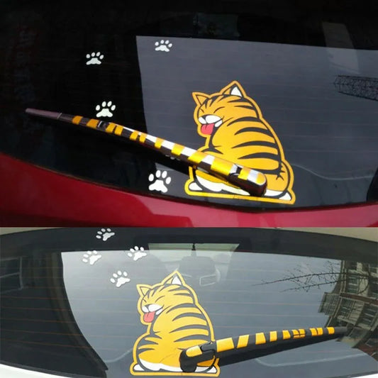Funny Cat Car Stickers Moving Tail Rear Windshield Cartoon Reflective Decal Auto Wiper Sticker Decal