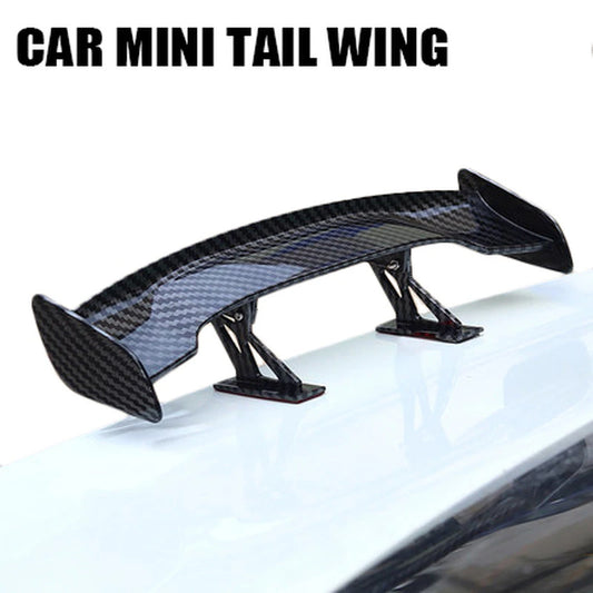 Car Mini Tail Wing Carbon Fiber Look Modified Tail Wings Simple Model Auto Rear Spoiler Decoration Car Accessories